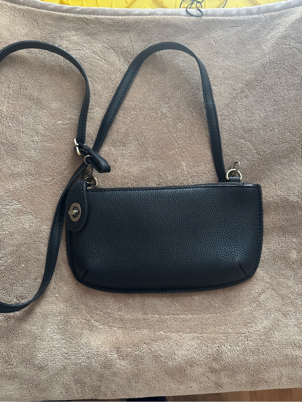 Joy Susan Black Pebbled Leather Crossbody Bag